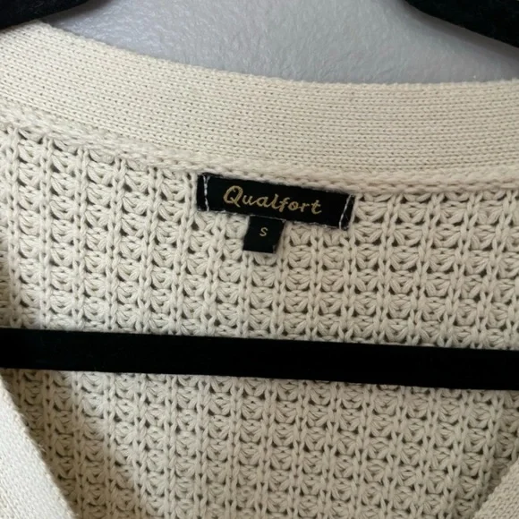 QUALFORT Cardigan Sweater 100% Cotton Button-Down Oversized Knit Cardigans - Picture 3 of 9